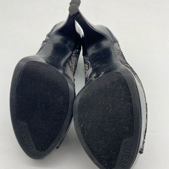 Guess Black And White Lace Platform Stilettos With Ankle Straps Size 7.5 - Picture 7 of 10